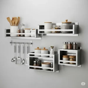 Estante de Pared Modular de Acero Inoxidable 'Chef Organizado'